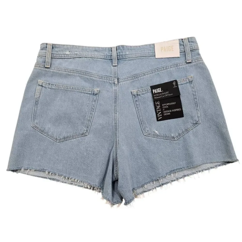 Paige Noella Cut-off Shorts Women's 30 Blue Denim‎ Effortlessly Relaxed Zip Fly